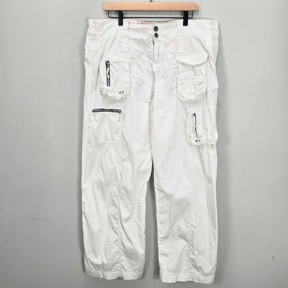 Johnny Was Pete & Greta White Cargo Pants Size 14 Wide Leg Utility *Read